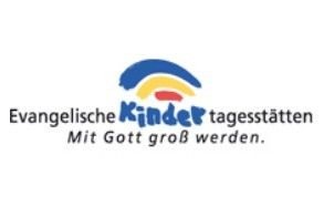 Logo der evangelischen Kindertagesstätten. Spruch "Mit Gott groß werden.".